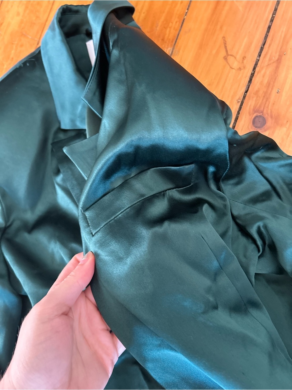 Lattelier Tie-Waist Blazer & Front Slit Trouser Set in Dark Green s/m - Picture 11 of 14